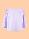 Girls Lavender Full-Sleeve Top – Strawberry Kitty Print