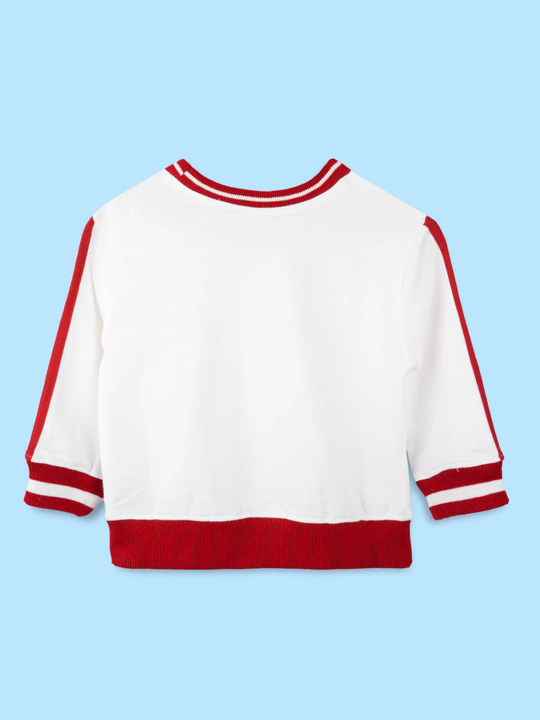 BambooTEC™ Bamboo Boys Sweatshirt – White & Red 04 Graphic Full-Sleeve Crewneck
