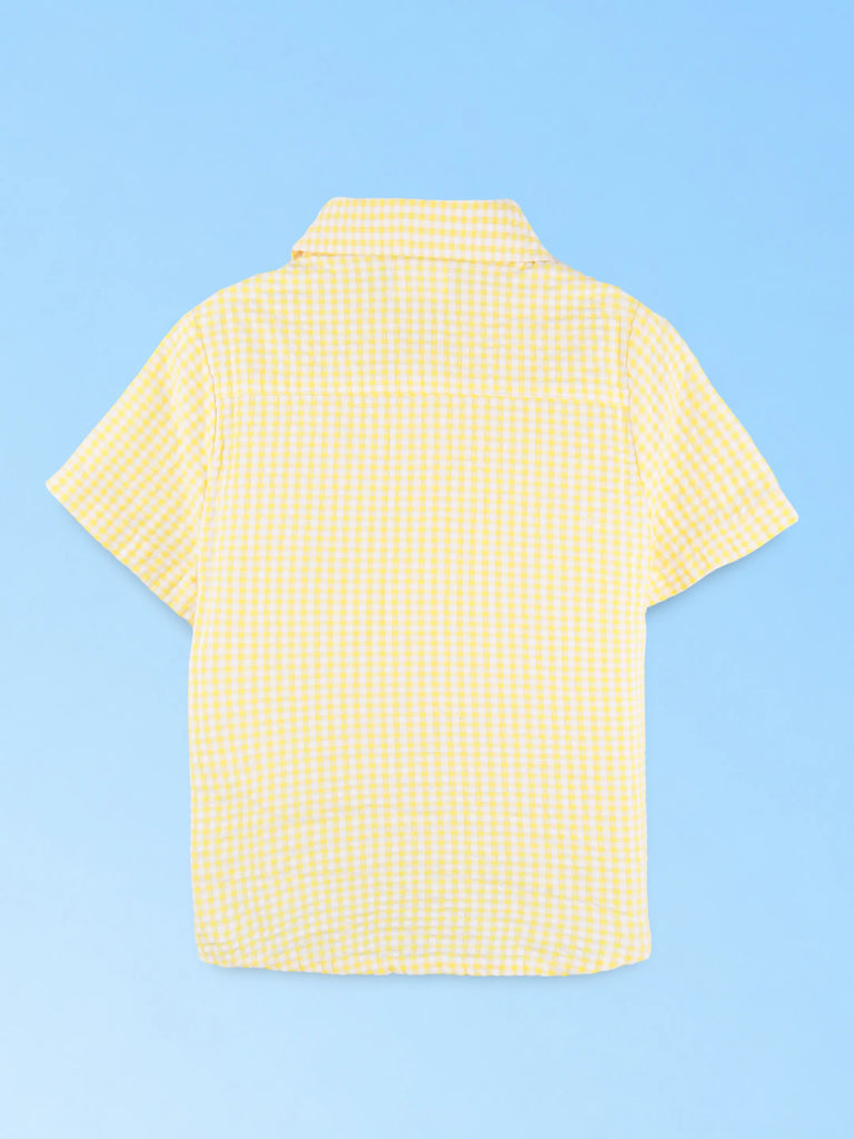 Boys Cotton Yellow Gingham Check Shirt