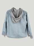 Boys Lightweight Denim Hooded Shirt Jacket - Light Blue
