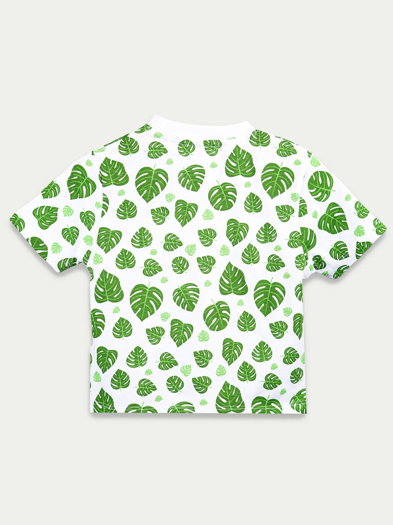 Organic Cotton Unisex Kids Co-ord Set – Soft Breathable Leaf Print T-Shirt & Shorts Set