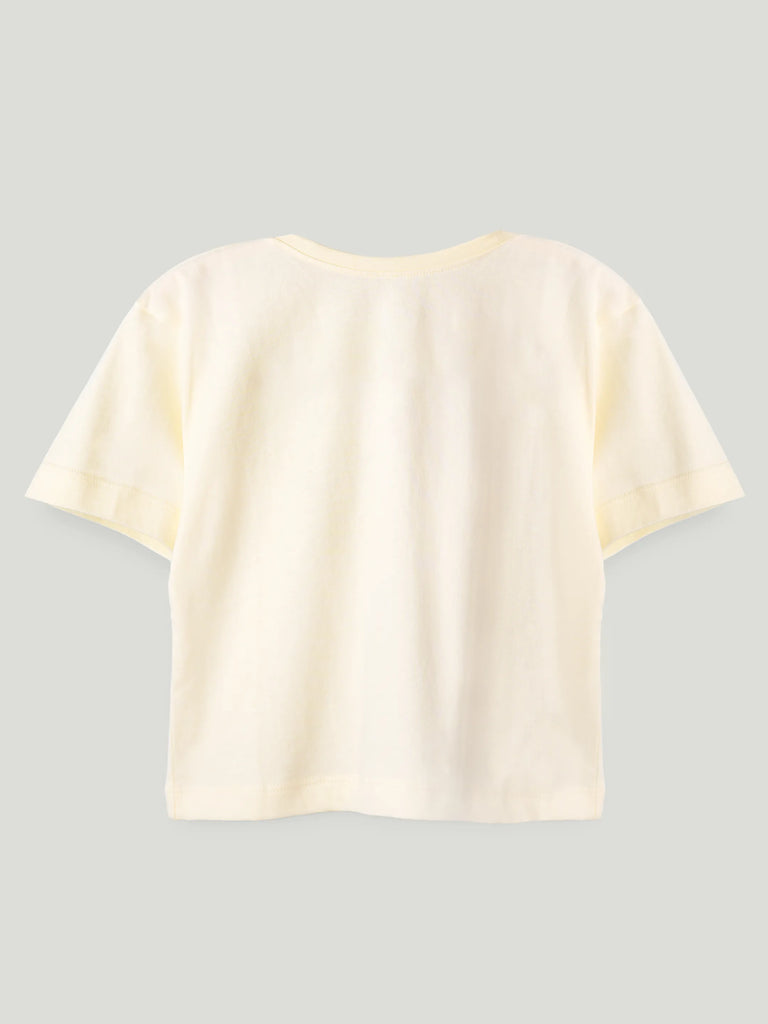 Unisex Bamboo Fabric Cream Happy World Print Oversized T-Shirt