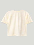 Unisex Bamboo Fabric Cream Happy World Print Oversized T-Shirt
