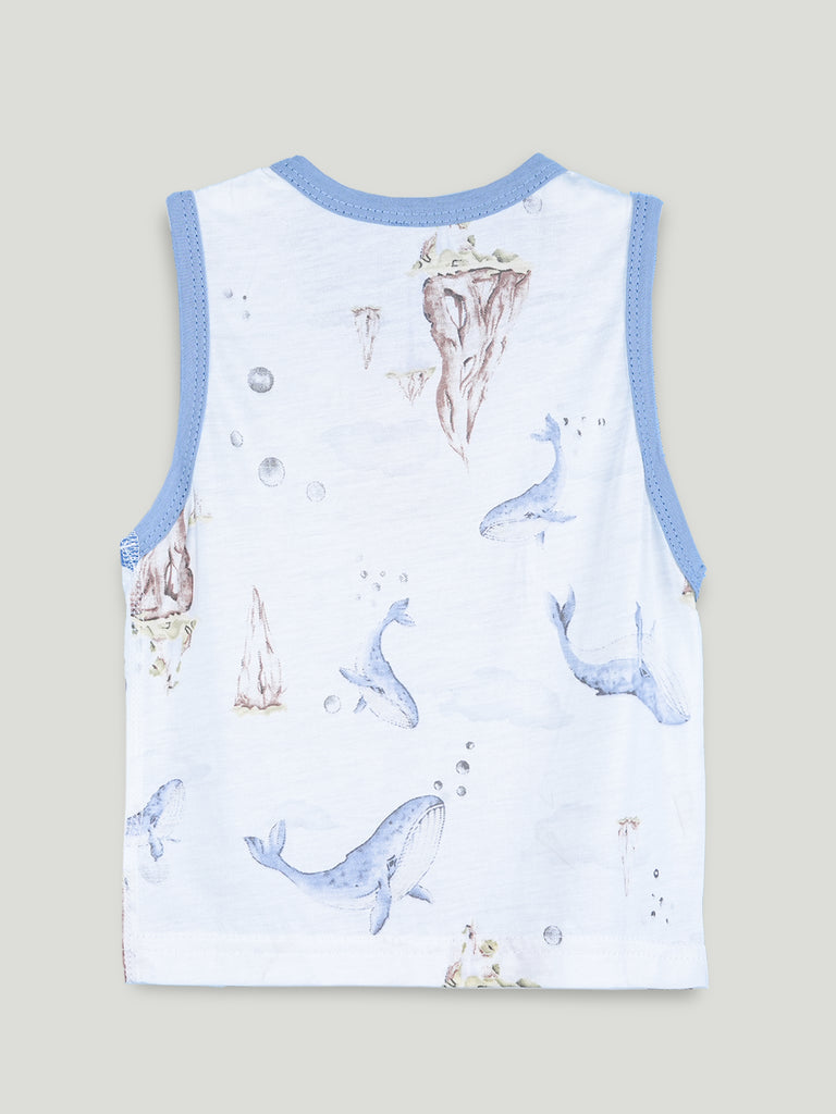 BambooTEC™ Unisex Bamboo Fabric Whale Print Vest & Shorts Set