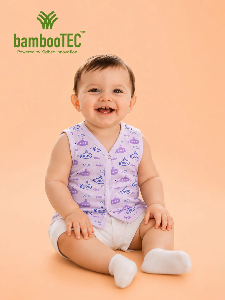 BambooTEC™ Bamboo Muslin Baby Jhabla – Submarine & Fish Print