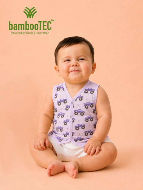 BambooTEC™ Bamboo Muslin Baby Jhabla – Monster Truck Print