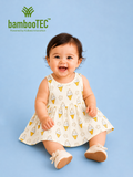 BambooTEC™ Bamboo Muslin Baby Frock – Ice Cream & Star Print, Soft & Breathable Dress