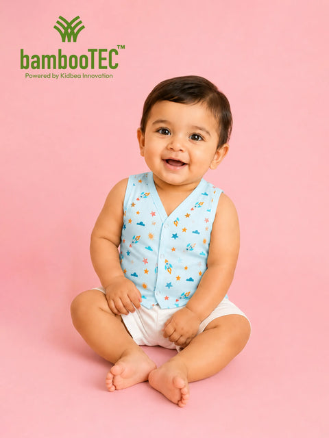 BambooTEC™ Bamboo Muslin Baby Jhabla – Rocket & Star Print