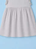 Organic Cotton Girls Flutter Sleeve A-Line Dress - Light Grey
