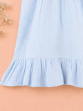 Organic Cotton Girls Sleeveless Summer Dress with Ruffle Hem - Sky Blue