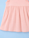 Organic Cotton Girls Flutter Sleeve A-Line Dress - Blush Pink