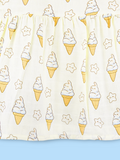 BambooTEC™ Bamboo Muslin Baby Frock – Ice Cream & Star Print, Soft & Breathable Dress
