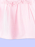 Girls Cotton Dress – Light Pink Sleeveless A-Line Dress with Bow Details