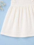 Organic Cotton Girls Flutter Sleeve A-Line Dress - White