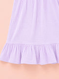 Organic Cotton Girls Sleeveless Summer Dress with Ruffle Hem - Lavender