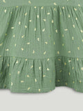 Girls Organic Cotton Sage Green Dress with Matching Headband