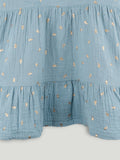Girls Organic Cotton Sky Blue Floral Print Dress & Bloomers Set with Headband