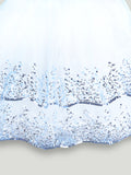 Girls Blue Partywear Frock – Sequin Embellished Bow Detail Dress