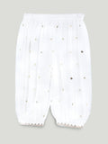 Girls White Ethnic Kurta & Dhoti Set – Multicolor Printed Jacket Festive Wear