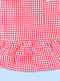 Girls Cotton Gingham Frock – Red Check Dress with White Bow Details