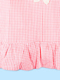 Girls Cotton Gingham Frock – Pink Check Dress with Bow Details