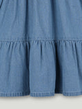 Girls Denim Tiered Full Sleeve Dress - Soft Washed Blue