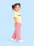 Girls Cotton Co-Ord Set – Yellow Graphic T-Shirt & Pink Cargo Pants