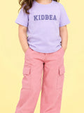Girls Cotton Co-Ord Set – Lavender Graphic T-Shirt & Pink Cargo Pants