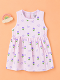BambooTEC™ Bamboo Muslin Baby Frock – Tulip & Heart Print, Soft & Breathable Dress