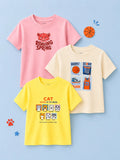 Bamboo Fabric Unisex Half Sleeve T-Shirt Pack of 3 – Roaring Spring, Basketball & Cat Graphic Print Combo