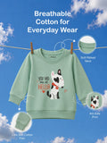 Unisex Green Sweatshirt – Cute Cow Print Full-Sleeve Sweatshirt