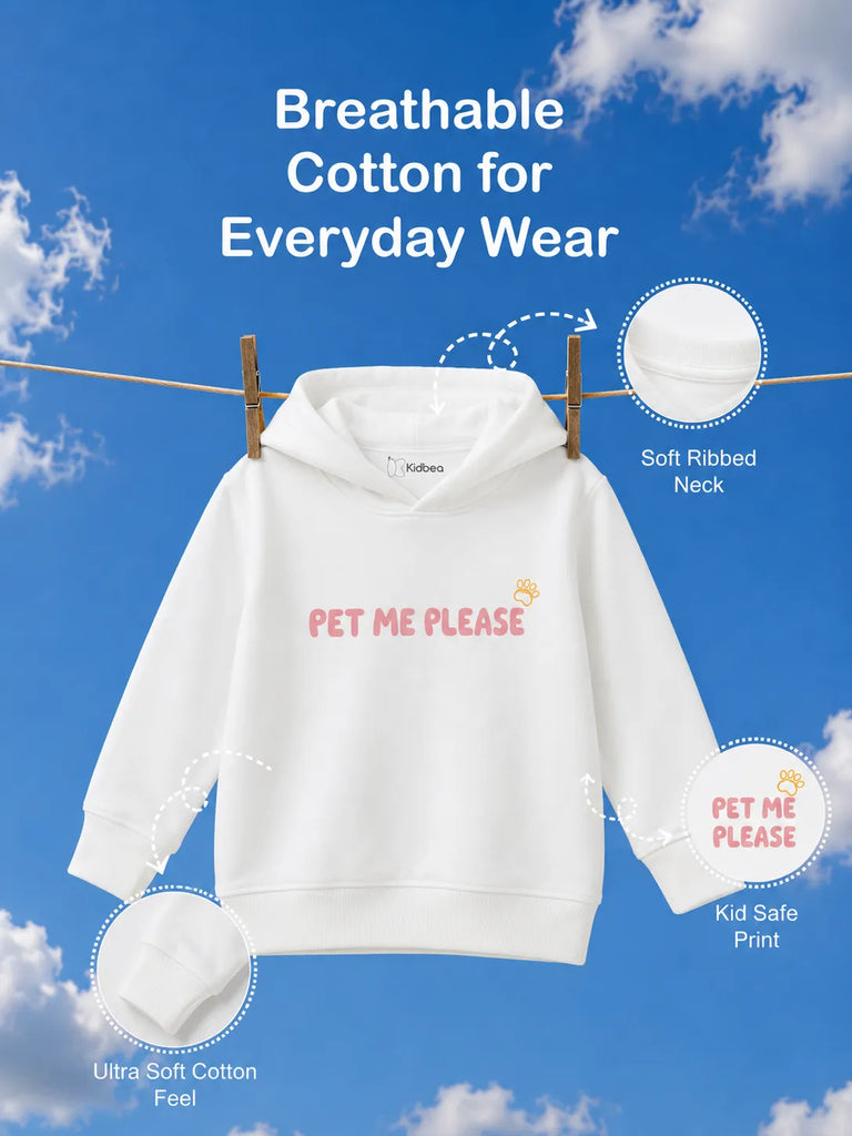 Unisex White Hoodie – Cute Dog Print Full-Sleeve Hooded Sweatshirt