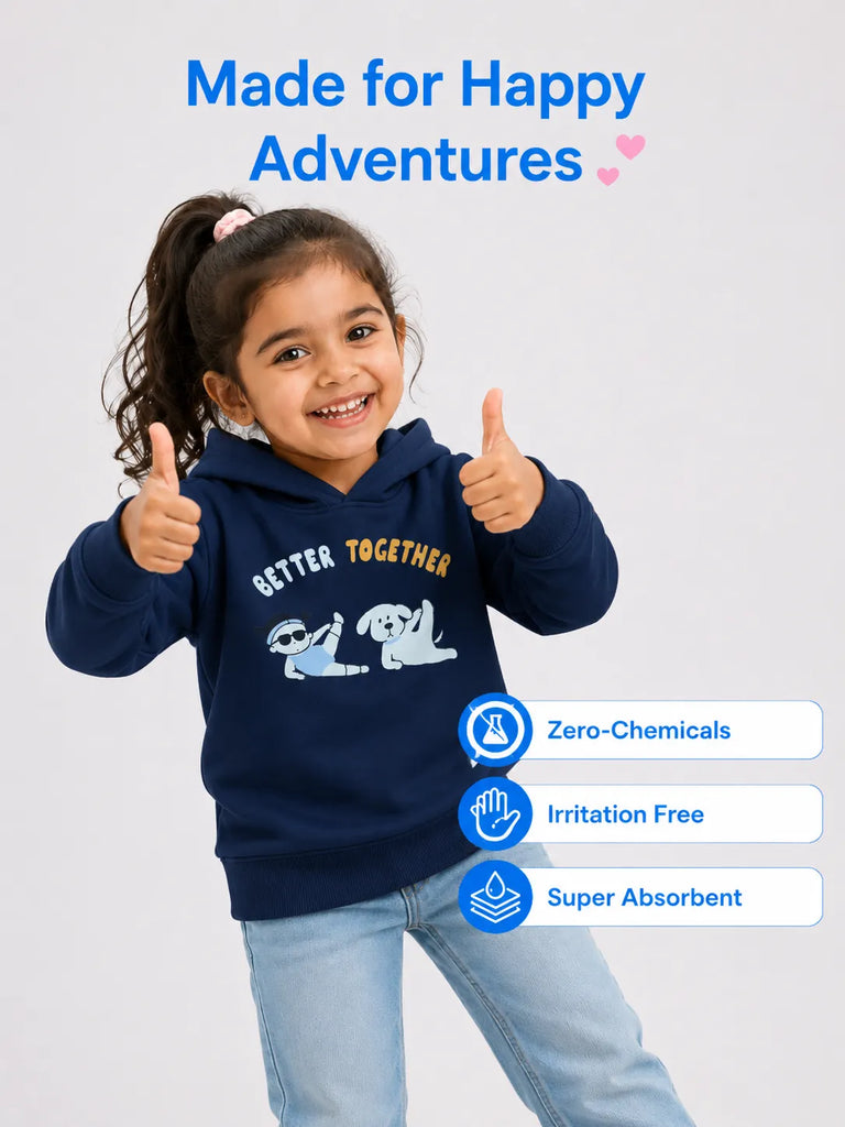 Unisex Navy Blue Hoodie – Better Together Dog Print Full-Sleeve Hoodie