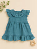 Light Organic Cotton Charming Teal Frock | Elegant & Comfortable