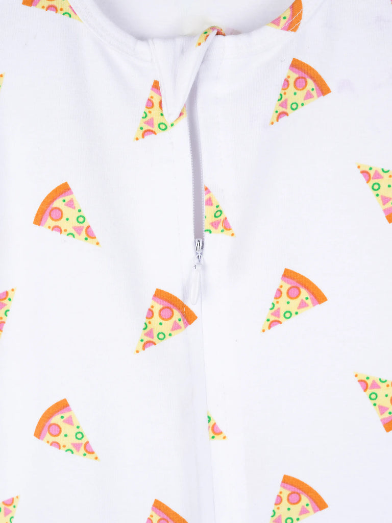 Organic cotton Pizza Print Romper/Bodysuit - Yellow