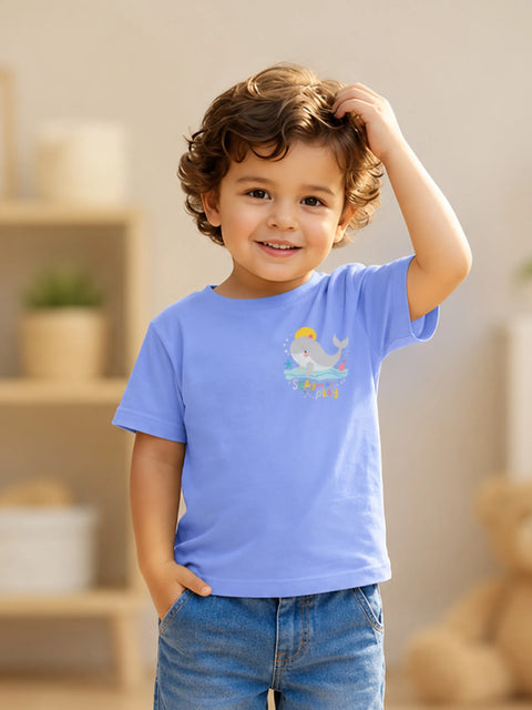 Bamboo Fabric Unisex Kids T-Shirt – Sea Play Whale Print Soft Breathable Tee