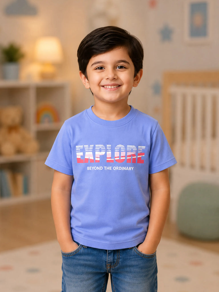 Bamboo Fabric Unisex Kids T-Shirt – Explore Print Soft Breathable Tee
