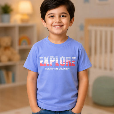 Bamboo Fabric Unisex Kids T-Shirt – Explore Print Soft Breathable Tee