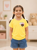 Bamboo Fabric Girls T-Shirt – Soft Breathable Yellow Donut Print Half Sleeve Tee for Kids