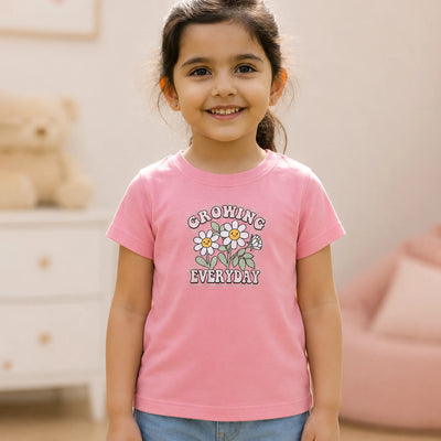 Bamboo Fabric Girls Kids T-Shirt – Growing Everyday Flower Print Soft Tee