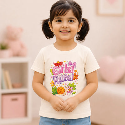 Bamboo Fabric Girls T-Shirt – Girls Rule Print Soft Breathable Half Sleeve Tee