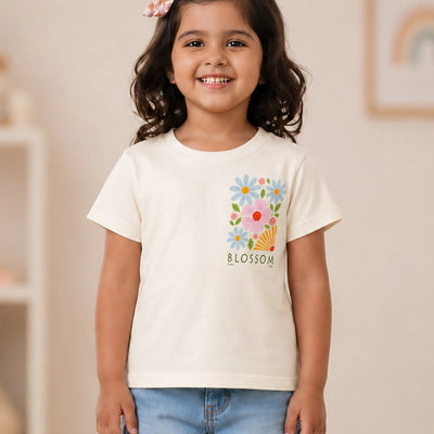Bamboo Fabric Girls T-Shirt – Blossom Flower Print Soft Breathable Tee