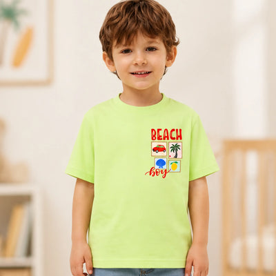 Bamboo Fabric Unisex Kids T-Shirt – Beach Print Soft Breathable Tee