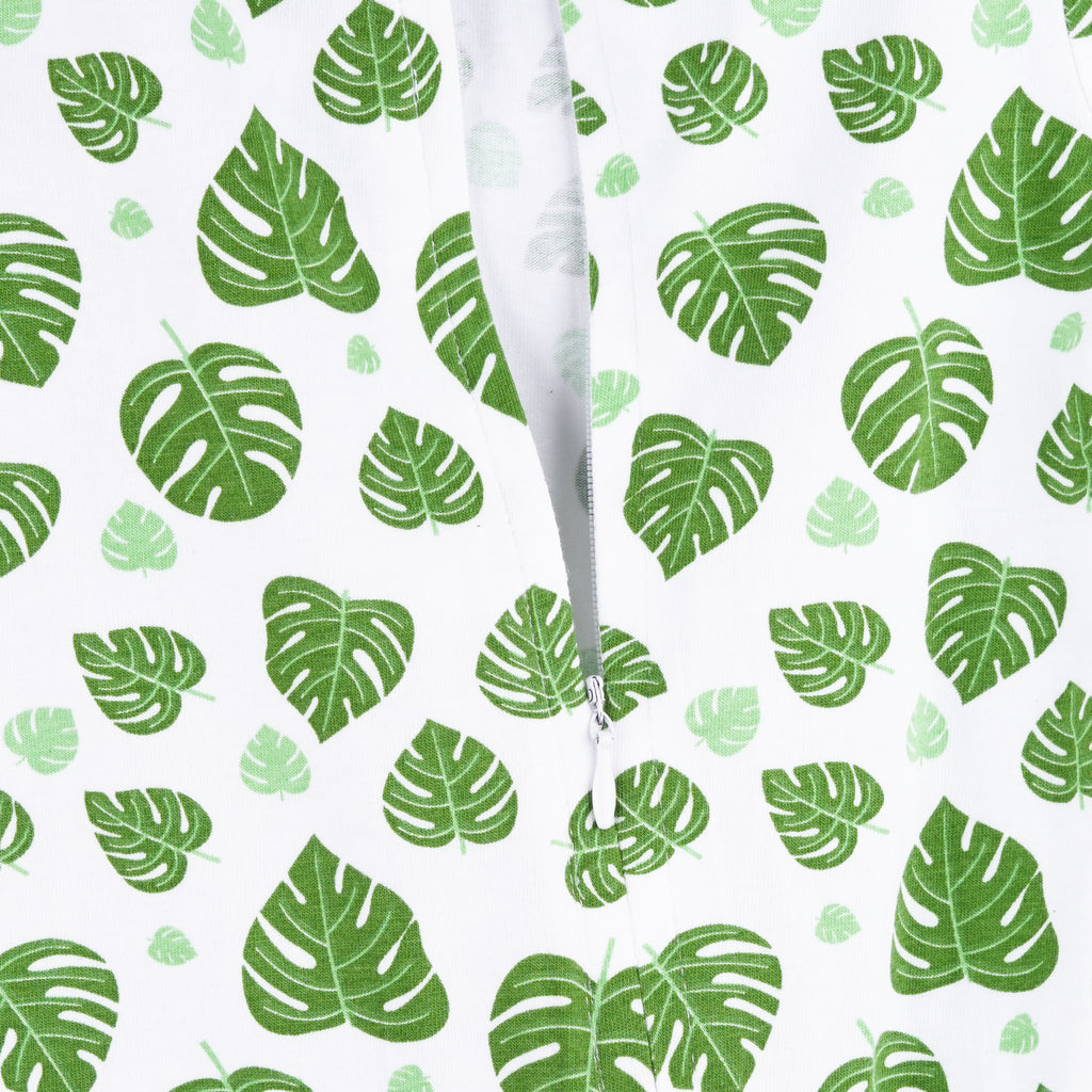 Organic cotton Leaf Print Romper/Bodysuit - Green