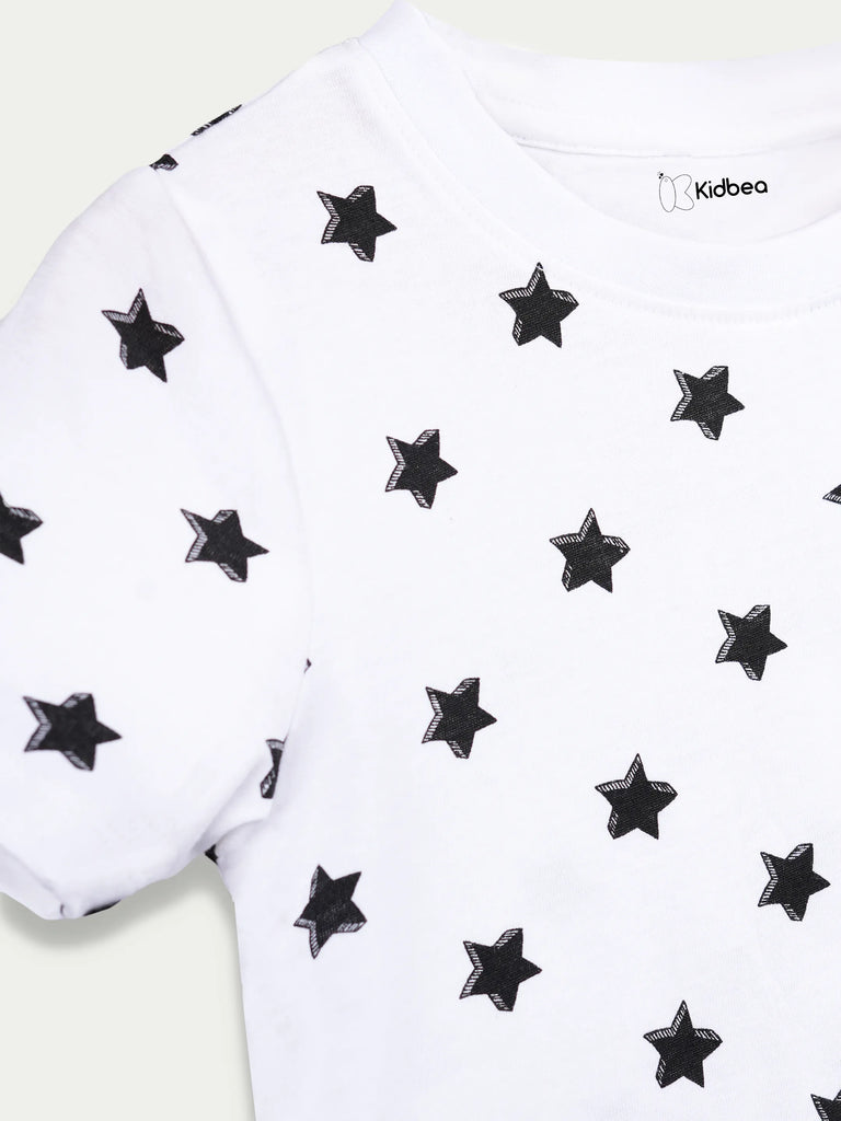 Organic Cotton Unisex Kids Co-ord Set – Soft Breathable Star Print T-Shirt & Shorts Set