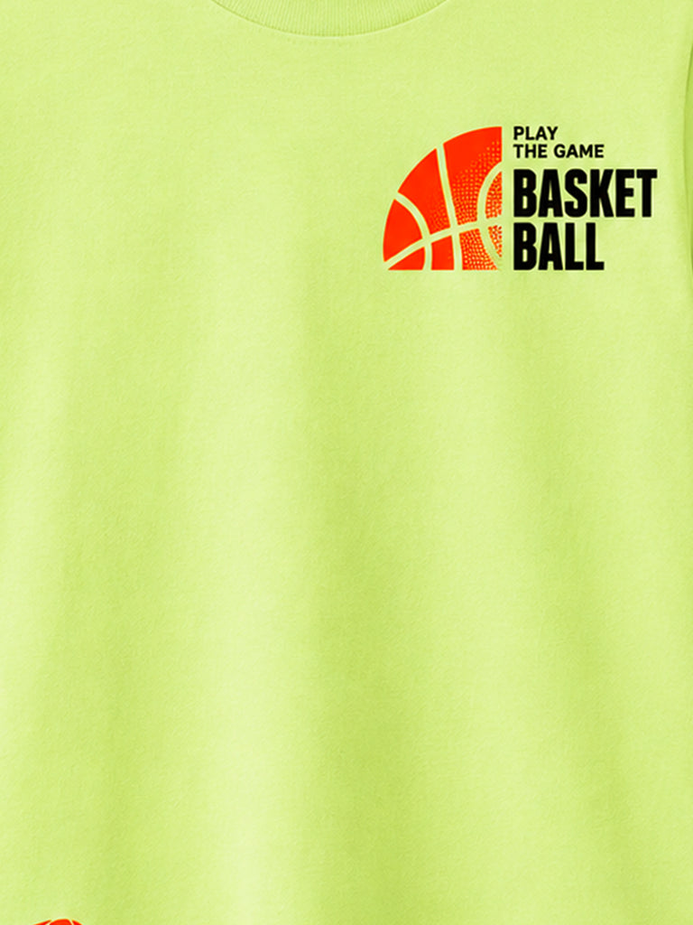 Bamboo Fabric Unisex Kids T-Shirt – Basketball Print Soft Breathable Tee