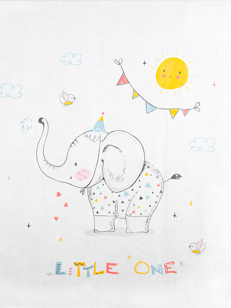 Bamboo Fabric Little One Elephant Print Baby Blanket | Ultra Soft Swaddle Blanket | 110 × 110 cm