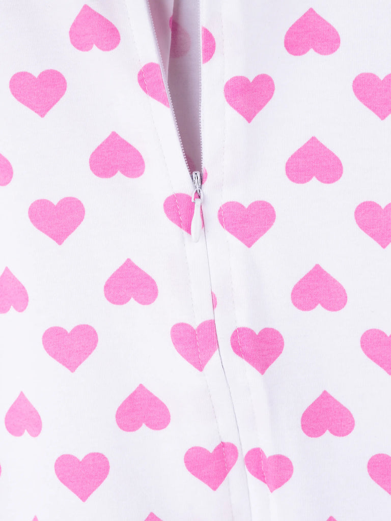 Organic cotton Heart Print Romper/Bodysuit - Pink