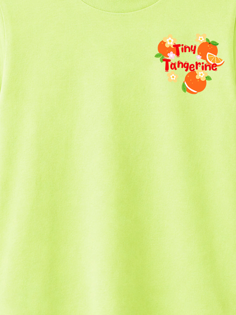 Bamboo Fabric Girls T-Shirt – Tiny Tangerine Print Soft Breathable Tee