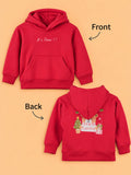 Unisex Cotton Hoodie – Red Full-Sleeve Christmas Printed Pullover Sweatshirt